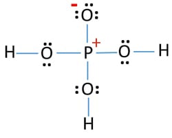 mark charge on oxygen atom as a step of drawing lewis structure of phosphoric acid molecule